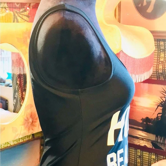 Old Stock No Tag Private Party Hola Beaches One Piece Slim Black Swim Suit ML - Picture 15 of 16